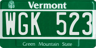VT license plate WGK523