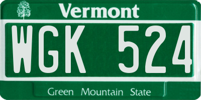 VT license plate WGK524