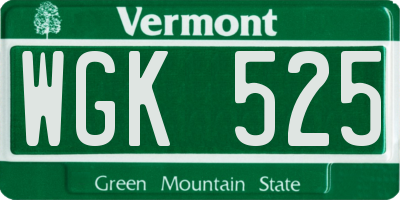 VT license plate WGK525