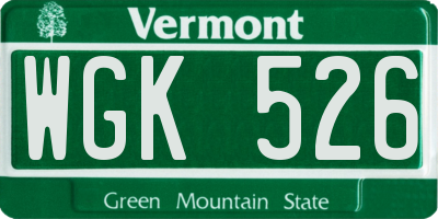 VT license plate WGK526