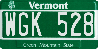 VT license plate WGK528