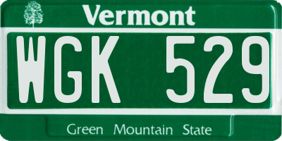 VT license plate WGK529