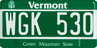 VT license plate WGK530