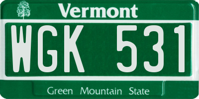 VT license plate WGK531