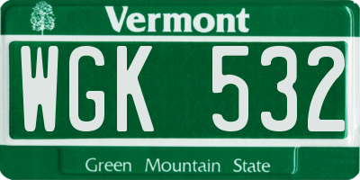 VT license plate WGK532