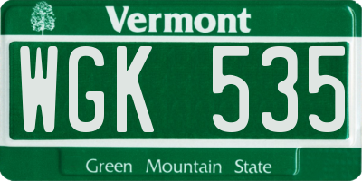 VT license plate WGK535