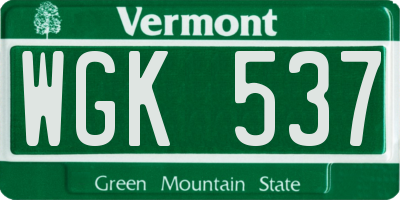 VT license plate WGK537