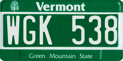 VT license plate WGK538