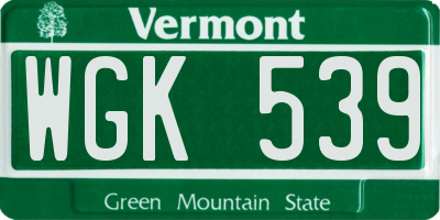 VT license plate WGK539
