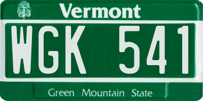 VT license plate WGK541