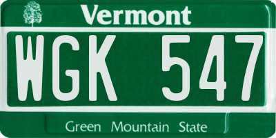 VT license plate WGK547