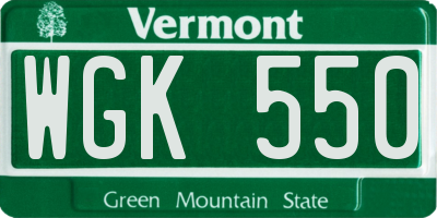 VT license plate WGK550