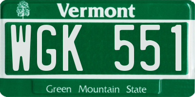 VT license plate WGK551
