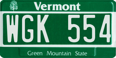 VT license plate WGK554