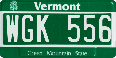 VT license plate WGK556