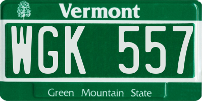 VT license plate WGK557