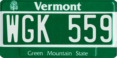 VT license plate WGK559