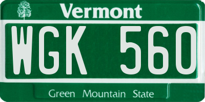 VT license plate WGK560