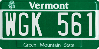 VT license plate WGK561