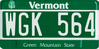 VT license plate WGK564