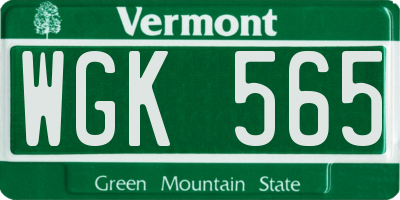 VT license plate WGK565