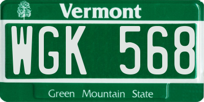 VT license plate WGK568