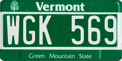 VT license plate WGK569