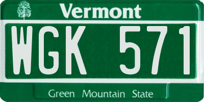 VT license plate WGK571