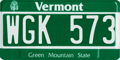 VT license plate WGK573