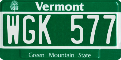 VT license plate WGK577