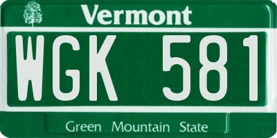 VT license plate WGK581