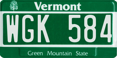 VT license plate WGK584