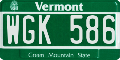 VT license plate WGK586