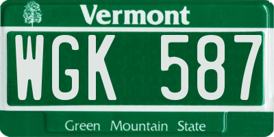 VT license plate WGK587