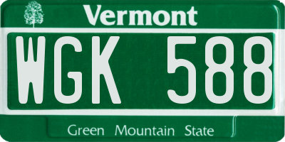 VT license plate WGK588