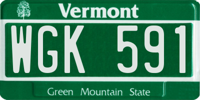 VT license plate WGK591