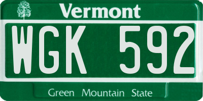 VT license plate WGK592