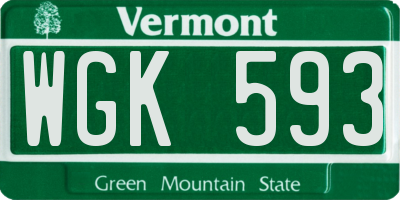 VT license plate WGK593