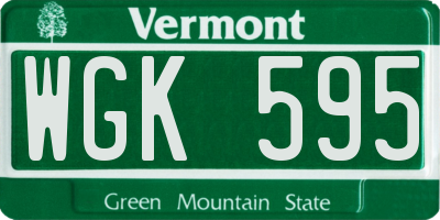 VT license plate WGK595