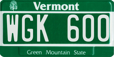 VT license plate WGK600