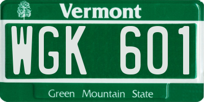 VT license plate WGK601