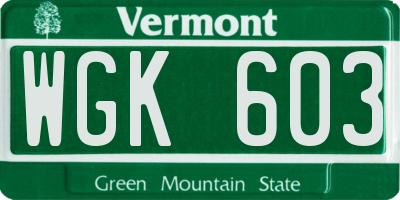 VT license plate WGK603