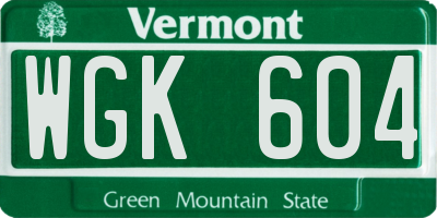 VT license plate WGK604