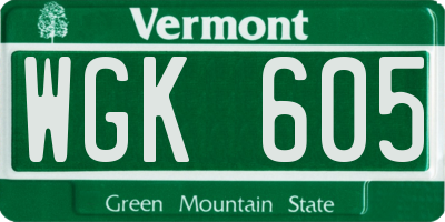 VT license plate WGK605
