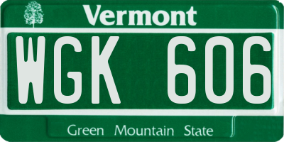 VT license plate WGK606
