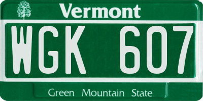 VT license plate WGK607