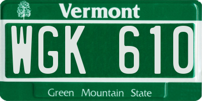 VT license plate WGK610