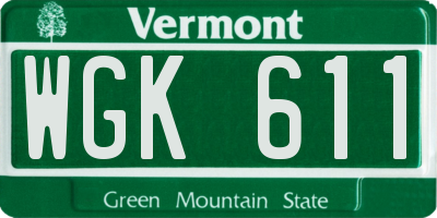 VT license plate WGK611