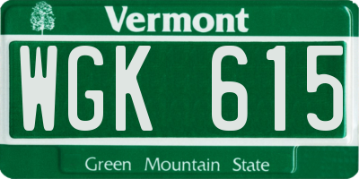 VT license plate WGK615