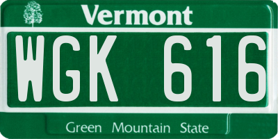 VT license plate WGK616